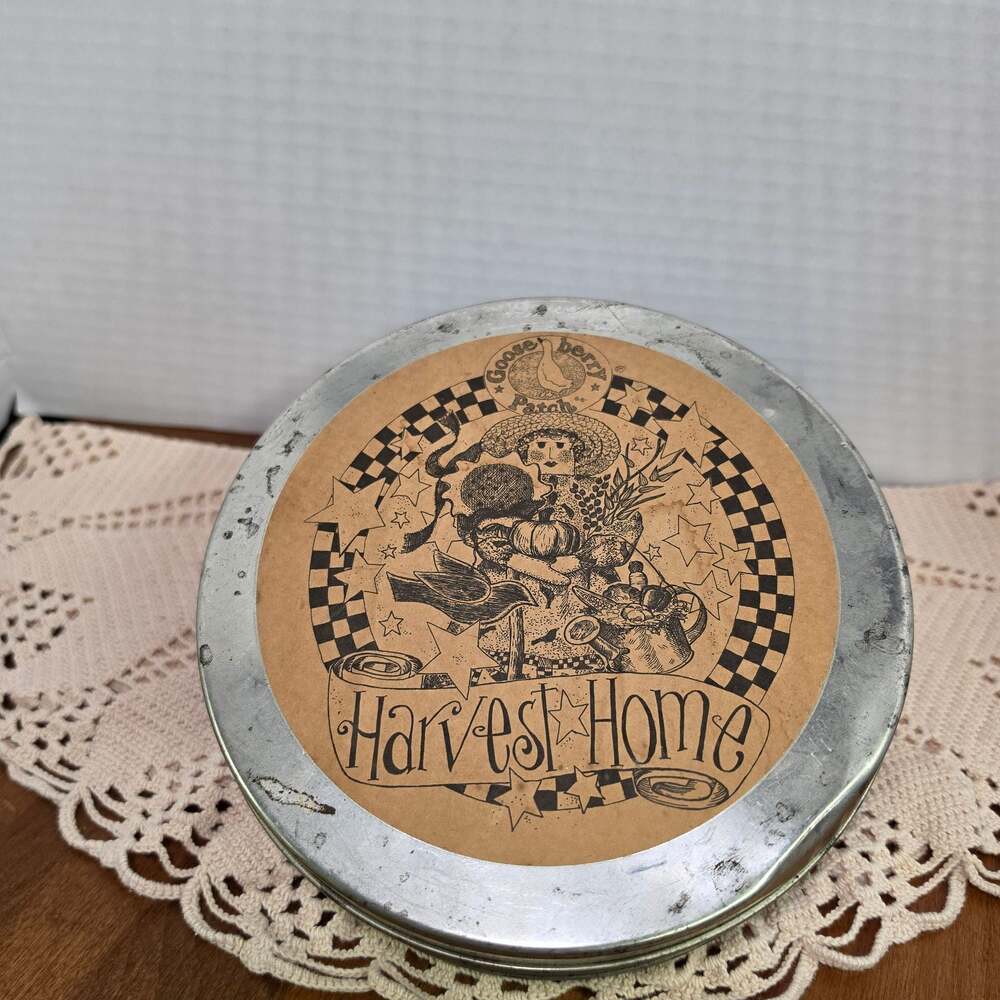 Gooseberry Patch Harvest Home Vintage Metal Tin with Cookie Cutters and Booklet